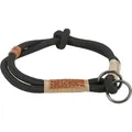 BE NORDIC halb einziehbares Halsband, schwarz/sand XS-S: 30 cm/ 6 mm
