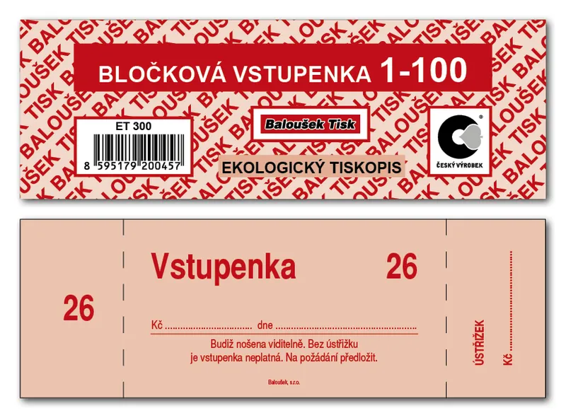 Hauptbild des Produkts Bločková vstupenka 1-100 ET300