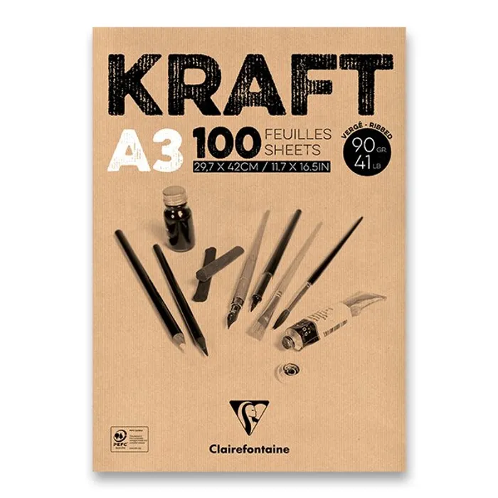 Hauptbild des Produkts Blok Clairefontaine Brown Kraft A3, 100 listů, 90 g