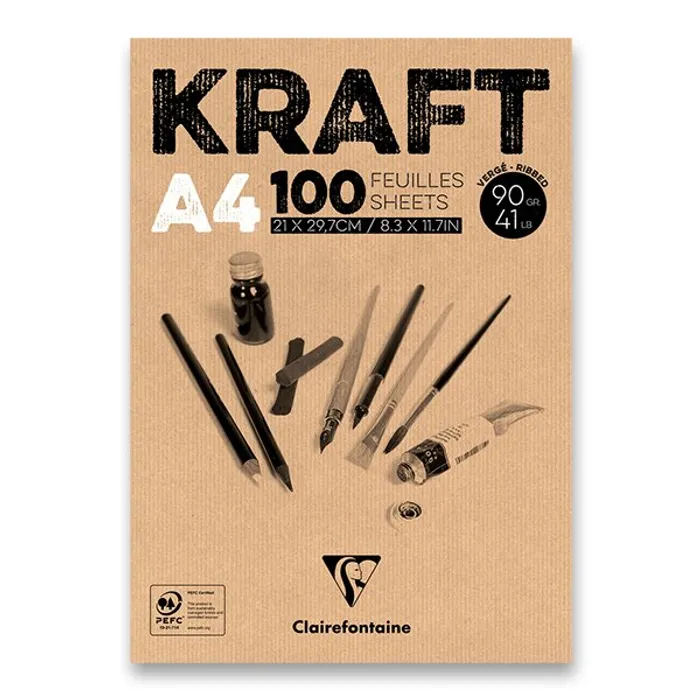 Hauptbild des Produkts Blok Clairefontaine Brown Kraft A4, 100 listů, 90 g