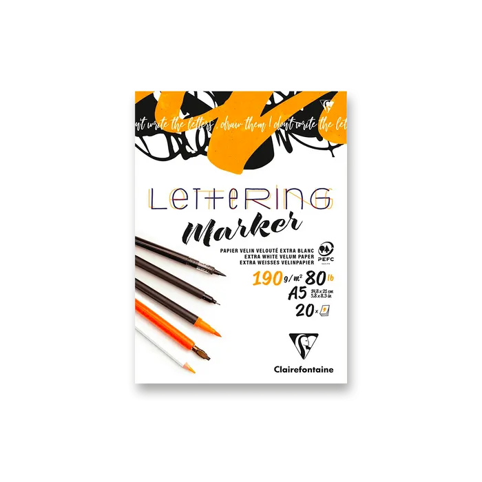 Hauptbild des Produkts Blok Clairefontaine Lettering - A5, 20 listů, 190 g