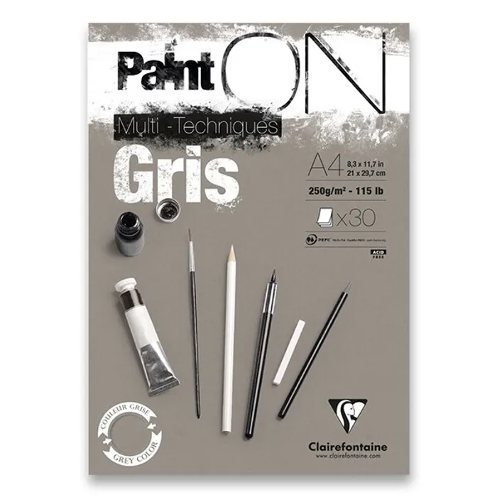 Hauptbild des Produkts Blok Clairefontaine Paint on Grey A4, 30 listů, 250 g
