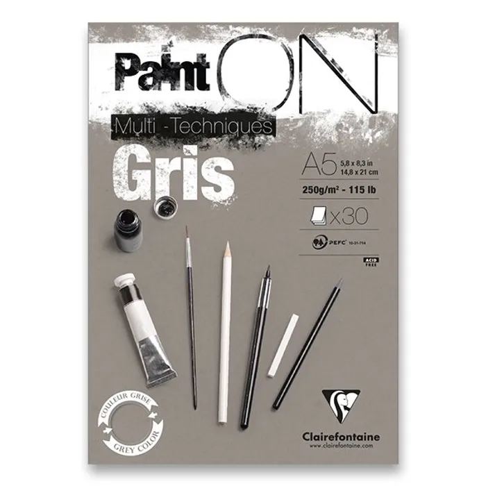 Hauptbild des Produkts Blok Clairefontaine Paint on Grey A5, 30 listů, 250 g