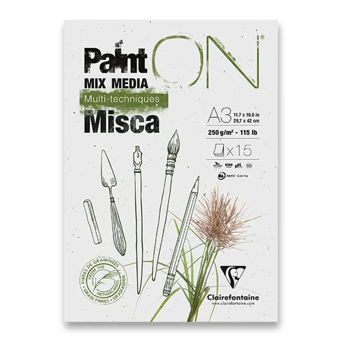 Hauptbild des Produkts Blok Clairefontaine Paint On Misca A3, 15 listů, 250 g