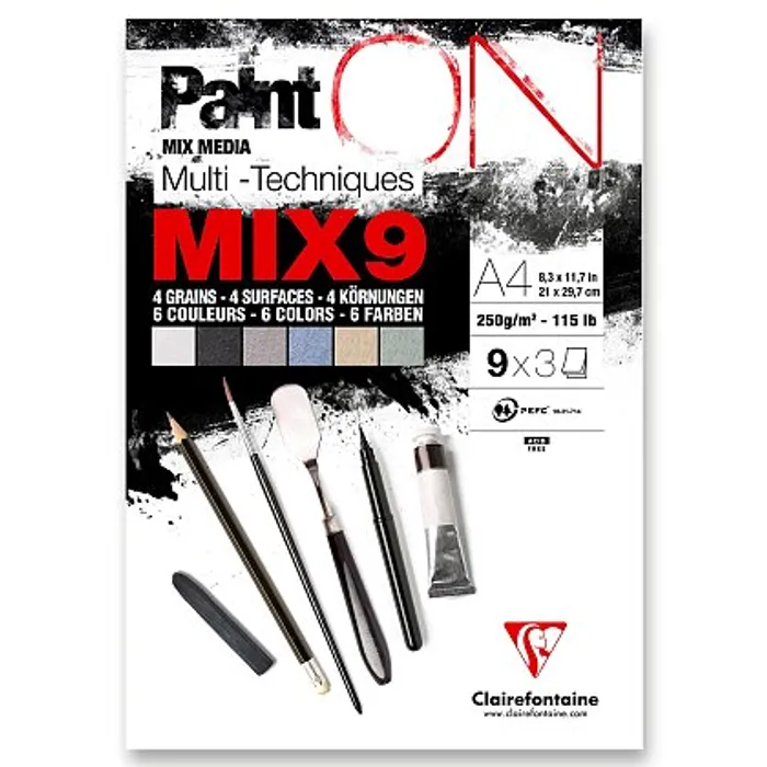 Hauptbild des Produkts Blok Clairefontaine Paint'ON Mix9 - A4, 27 listů, 250 g