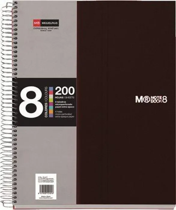 Hauptbild des Produkts Blok na psaní "Note Book 8", černý, linkovaný, drátěná kroužková vazba, A5, 200 listů, MIQ