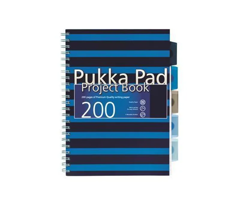 Hauptbild des Produkts Blok s rozdělovači "Navy project book", A4, modrá, linkovaný, 100 listů, spirálová vazba,