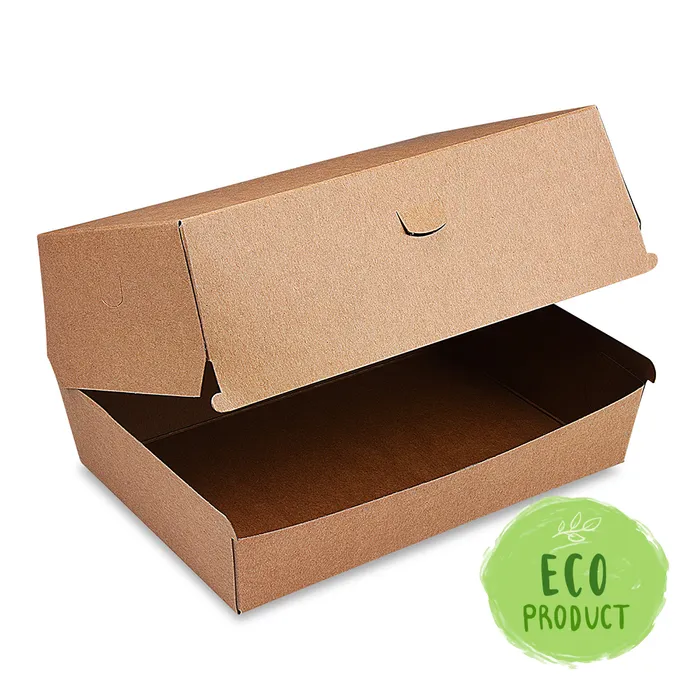 Hauptbild des Produkts Box na hamburger PLUS, 19,5 x 13,5 x 10 cm, hnědý, nepromastitelný [50 ks]