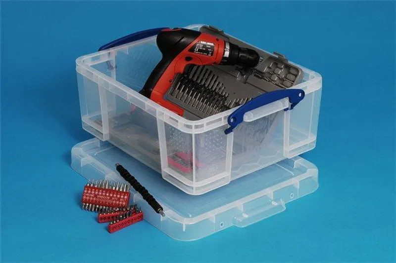 Hauptbild des Produkts Box na skladování CD a DVD, plastový, s víkem, 18 l, průhledný, REALLY USEFUL