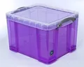 Kasten, Kunststoff, mit Deckel, 35 l, durchsichtig, WIRKLICH NÜTZLICH, lila