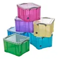 Box, Kunststoff, mit Deckel, 35 l, durchsichtig, WIRKLICH NÜTZLICH, rosa