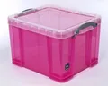 Box, Kunststoff, mit Deckel, 35 l, durchsichtig, WIRKLICH NÜTZLICH, rosa