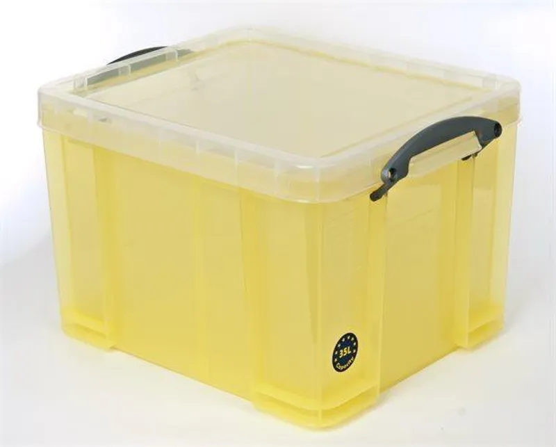 Hauptbild des Produkts Box, plastový, s víkem, 35 l, průhledný, REALLY USEFUL, žlutá