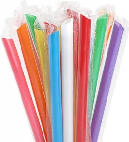 BUBBLE TEA Plastikstrohhalme 12x210mm Mix [100 Stück] (wiederverwendbar)