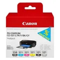 Canon Original Ink PGI-550/CLI-551PGBK/C/M/Y/BK/GY Multipack, black/color, 6496B005, Canon PIXMA iP8750, MG7150, MG6350