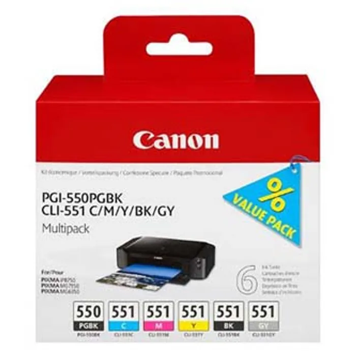 Hauptbild des Produkts Canon originální ink PGI-550/CLI-551PGBK/C/M/Y/BK/GY Multipack, black/color, 6496B005, Ca