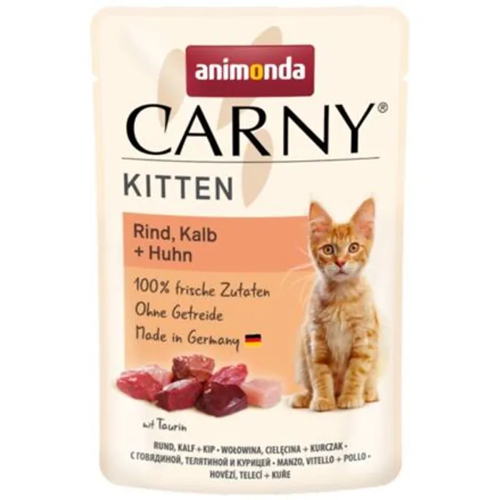 Hauptbild des Produkts Carny Kitten 85 g hovězí, telecí+kuřecí, kapsička pro koťata