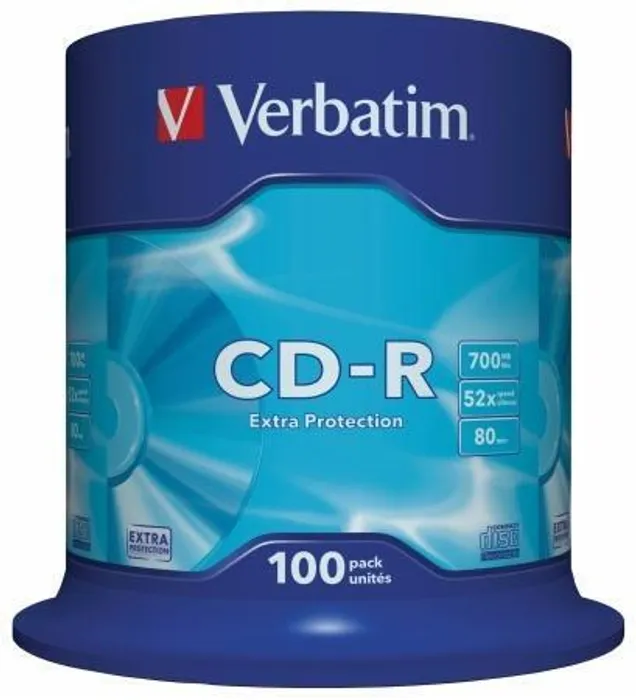 Hauptbild des Produkts CD-R 700MB, 80min., 52x, DL Extra Protection, Verbatim, 100-cake