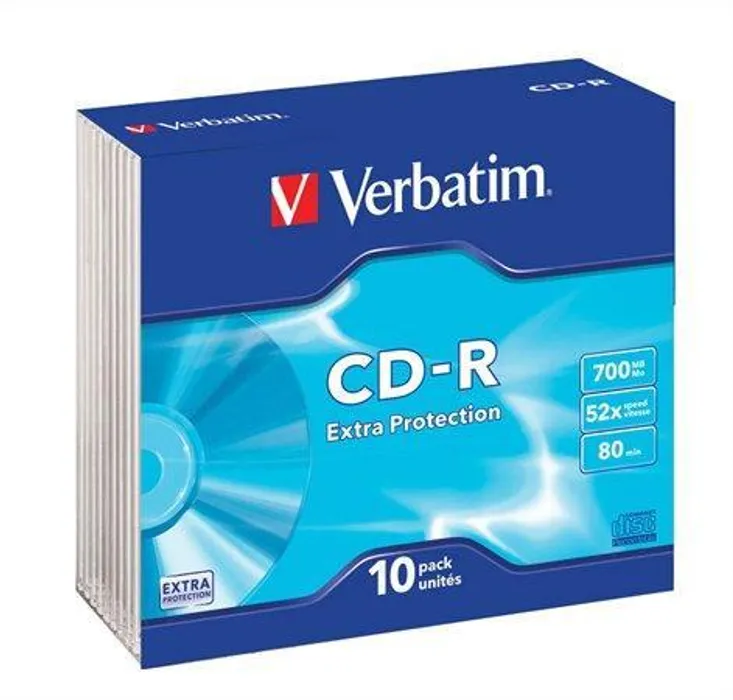 Hauptbild des Produkts CD-R 700MB, 80min., 52x, DL Extra Protection, Verbatim, slim box, 10ks/bal.