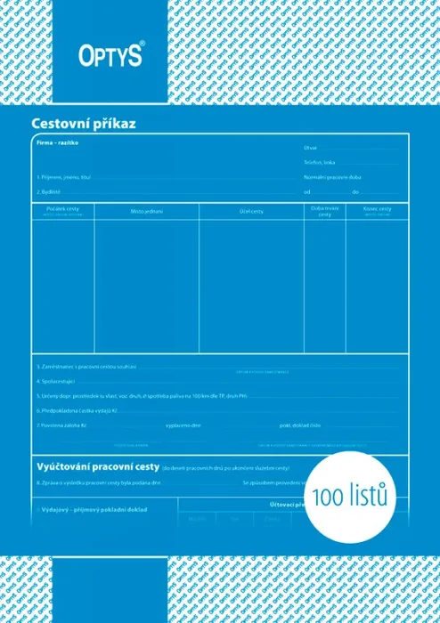 Hauptbild des Produkts Cestovní příkaz, A4, 100 listů 1050
