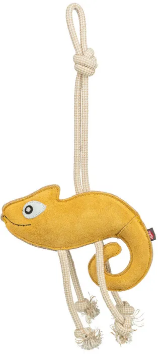 Hauptbild des Produkts Chamelion - chameleon na laně, 45 cm, hračka pro psy, 100% pravá kůže/lano, žlutá