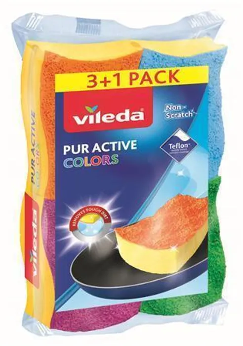 Hauptbild des Produkts Čistící houba "Pure Active Colors", 3+1 ks, VILEDA
