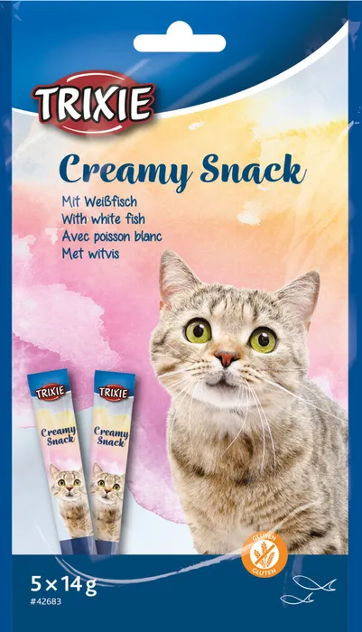 Hauptbild des Produkts Creamy, krémová pochoutka pro kočky, tuňák a bílá ryba, 5 x 14 g