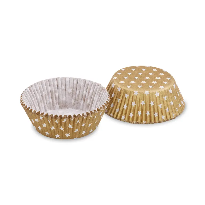 Hauptbild des Produkts Cukrářské košíčky zlaté s bílými hvězdičkami průměr 50x30mm [40ks]
