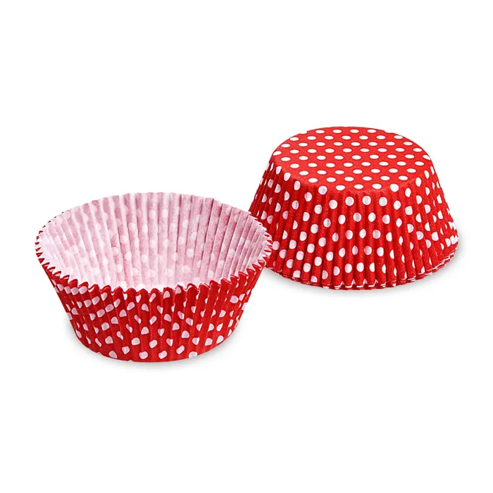 Hauptbild des Produkts Cukrářský košíček (PAP) Puntíky červený průměr 50 x 30 mm [40 ks]