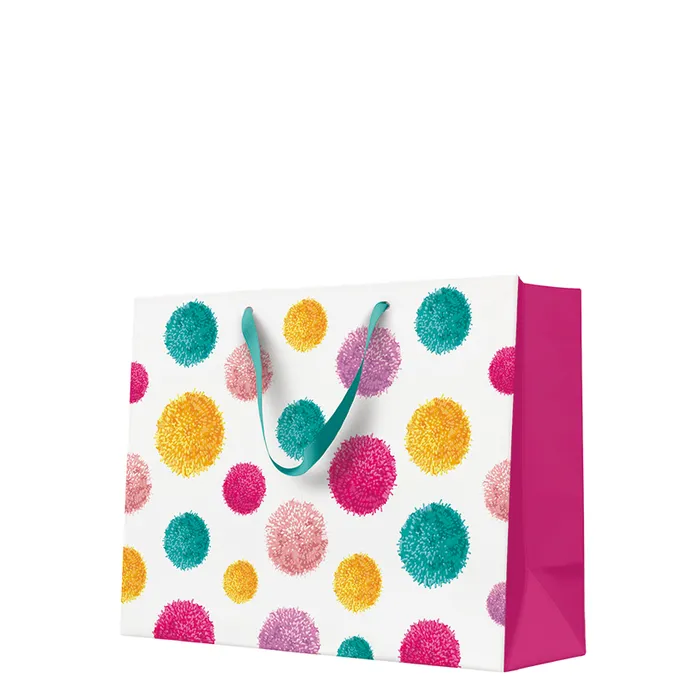 Hauptbild des Produkts Dárková taška horizontal - COLORFUL POMPOMS 33,5x13x26,5 cm