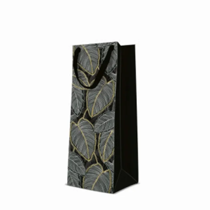Hauptbild des Produkts Dárková taška premium na láhev - Jungle Leaves 12x10x37 cm