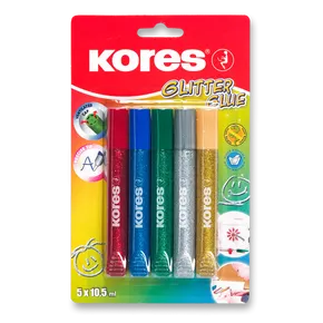 Kores Glitter Glue Dekokleber 5 x 10,5 ml, Metallic-Farben