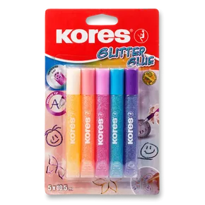 Kores Glitter Glue Dekokleber 5 x 10,5 ml, Pastellfarben