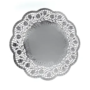 Deko-Tortenspitze (PAP/ALU) rund silber durchmesser 32cm [4 St.]