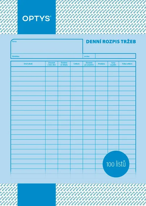 Hauptbild des Produkts Denní rozpis tržby A4, 100 listů 1054