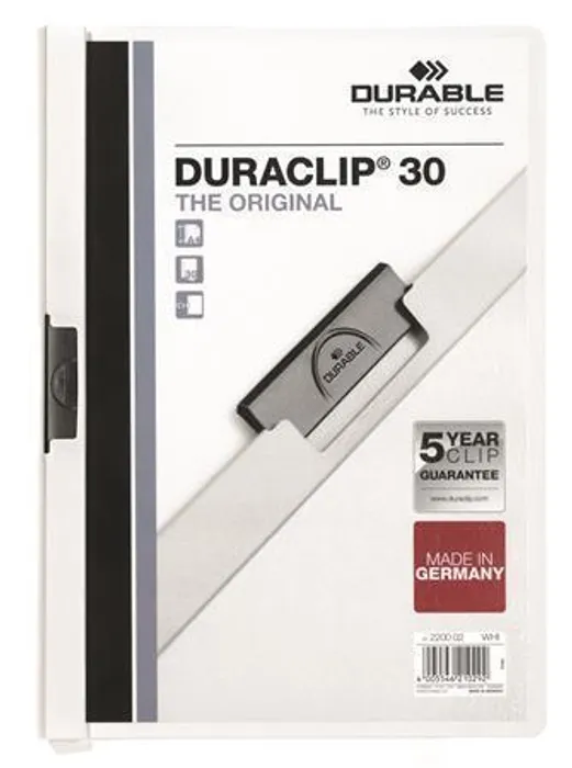 Hauptbild des Produkts Desky s rychlovazačem "DURACLIP® 30", bílá, s klipem, A4, DURABLE