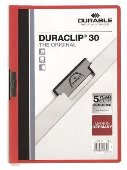 Hauptbild des Produkts Desky s rychlovazačem "DURACLIP® 30", červená, s klipem, A4, DURABLE