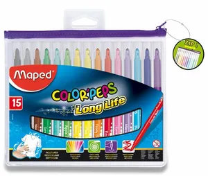 Maped Color'Peps Long Life Kindermarker, Reißverschlussetui, 15 Farben