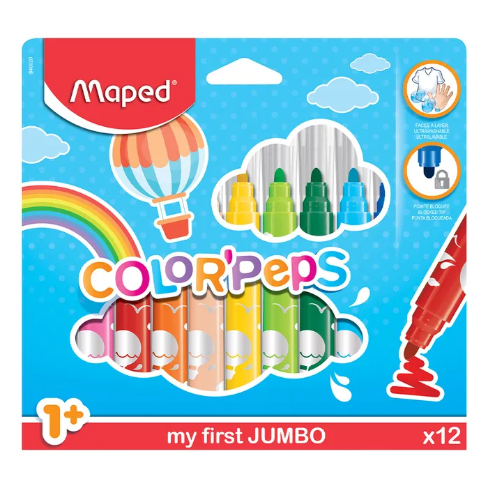 Hauptbild des Produkts Dětské fixy Maped Color'Peps Jumbo 12 barev