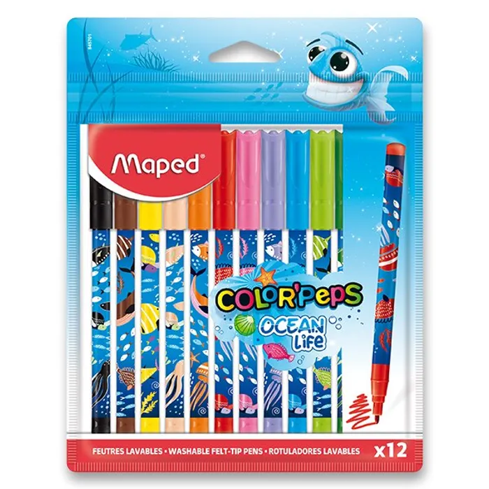 Hauptbild des Produkts Dětské fixy Maped Color'Peps Ocean Life Decorated 12 barev