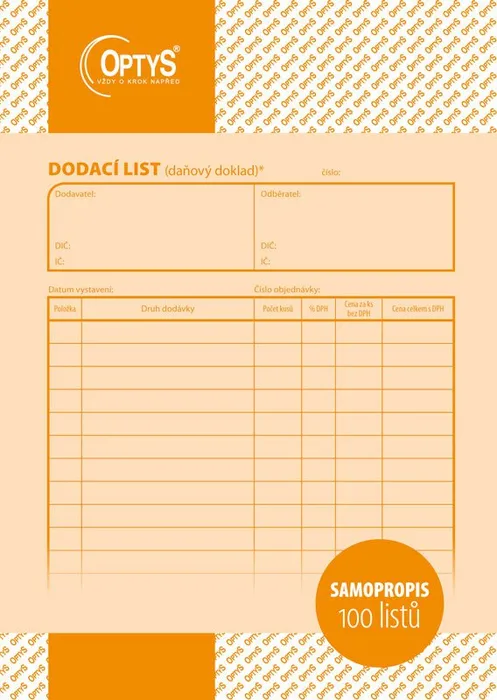 Hauptbild des Produkts Dodací list A5, samopropisovací, 100 listů 1077