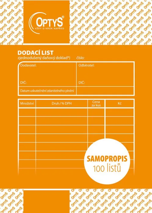 Hauptbild des Produkts Dodací list A6, samopropisovací, 100 listů 1078