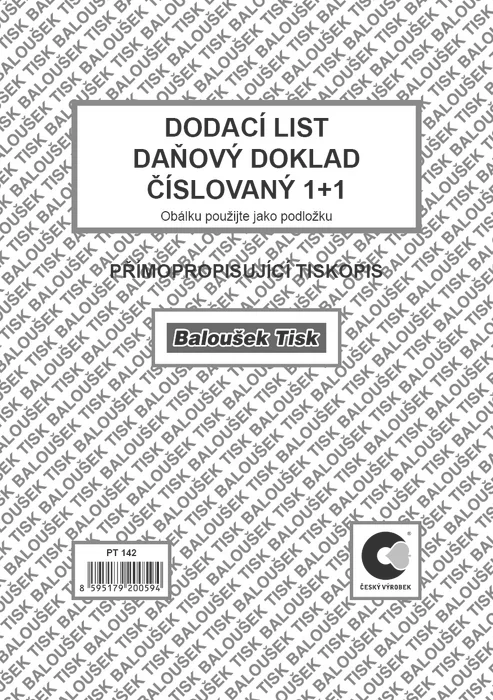 Hauptbild des Produkts Dodací list - daňový doklad A5 číslovaný - EET PT142