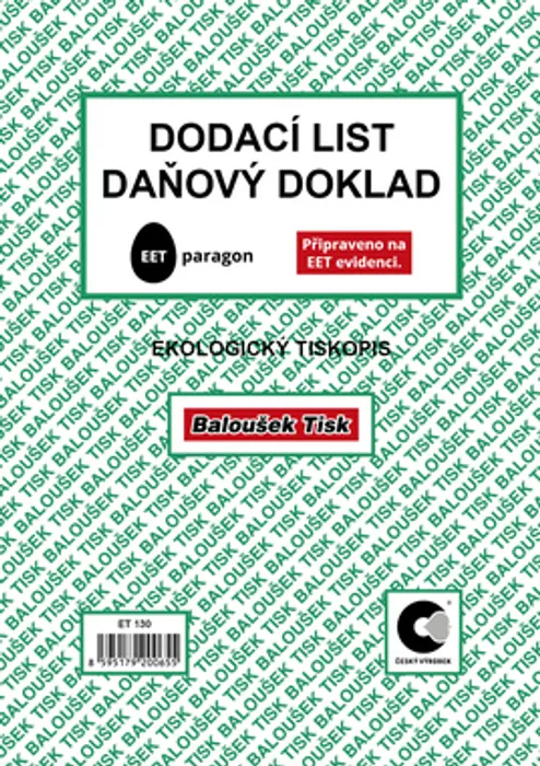 Hauptbild des Produkts Dodací list - daňový doklad A5 - EET ET130