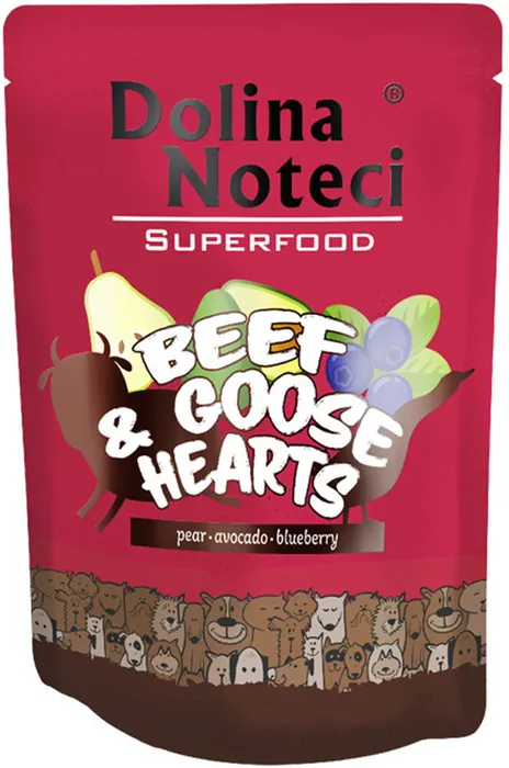 Hauptbild des Produkts DOLINA NOTECI SUPERFOODS hovězí a husí srdíčka kapsička pro psy 300 g