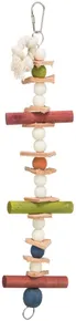 Holzspielzeug, Seil mit farbigen Kugeln und Leder, 28 cm