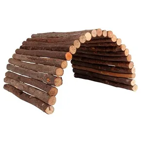 Holzbrücke aus Rundholz, für Kaninchen, 65 x 40 cm