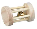Holzroller mit Glocke für Hamster und Mäuse, 3,5 × 5 cm