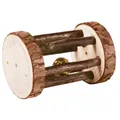 Nudelholz aus Holz mit Glocke für Truthähne und Kaninchen, Holz mit Rinde, ca. 5 × 7 cm