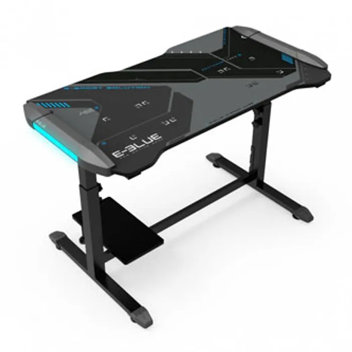 Hauptbild des Produkts E-Blue Herní stůl EGT574BK, 113cm x 59,5cm, 74-86,8cm, podsvícený, nastavitelná výška